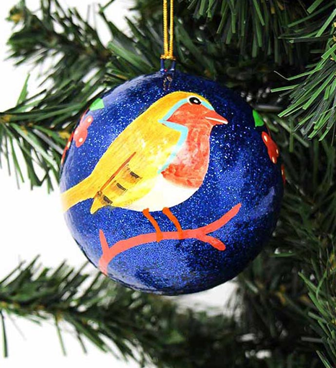 Handpainted Ornament Bird On Branch